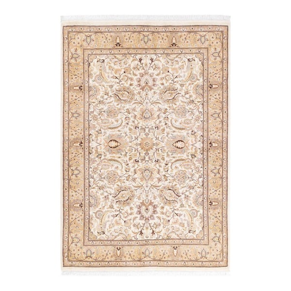 Mogul One-of-a-Kind Traditional Ivory 4 ft. 2 in. x 6 ft. 1 in. Oriental Area Rug