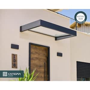 Sophia 3 ft. x 5 ft. Gray/Clear Door and Window Fixed Awning