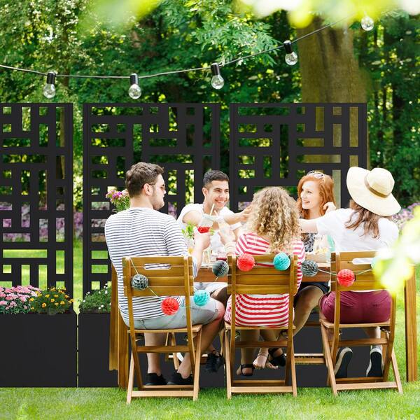 Lirago 47 in. H x 24 in. W Rectanglar Black Outdoor Metal Privacy