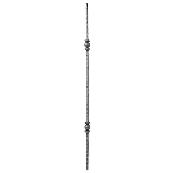 arteferro 39-3/8 in. x 1/2 in. Square Hammered Bar Dual Bosses With Tapered Ends Forged Raw Picket