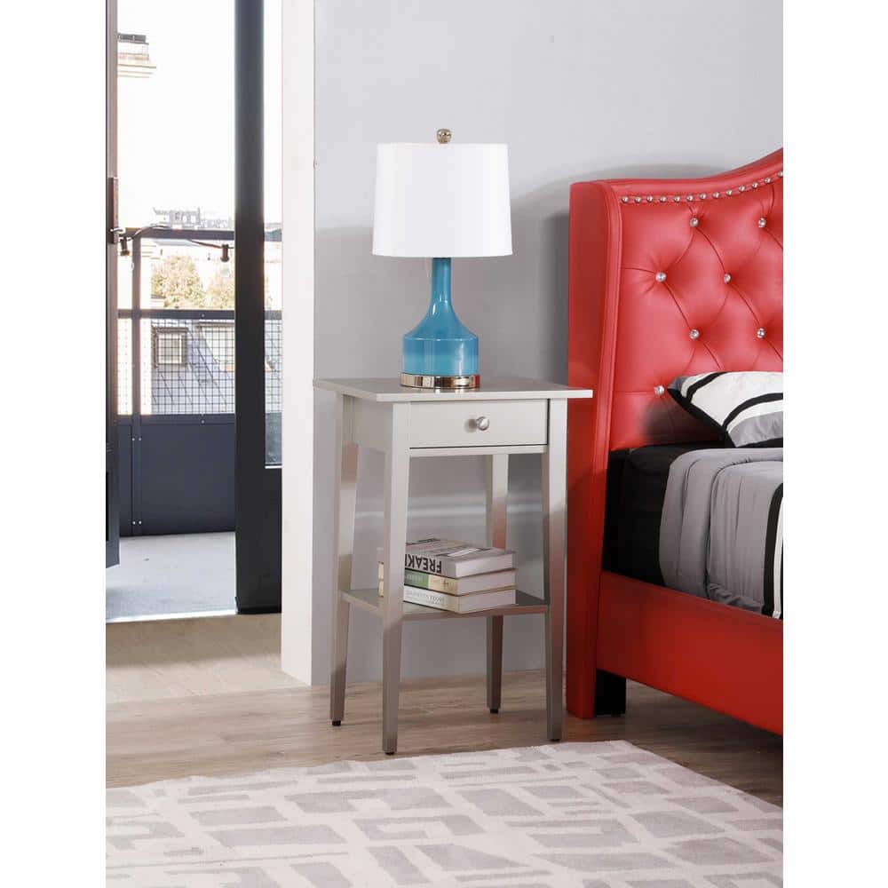 Dalton 1-Drawer Silver Champagne Nightstand (28 in. H x 18 in. W x 14 in. D
