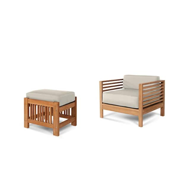 teak outdoor chair and ottoman