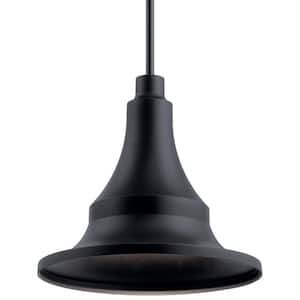 Hampshire 16.75 in. 1-Light Textured Black Convertible Outdoor Hanging Pendant Light (1-Pack)