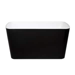 49 in. x 28 in. Acrylic Freestanding Soaking Bathtub Square-Shape Japanese Soaking Tub in Glossy Black