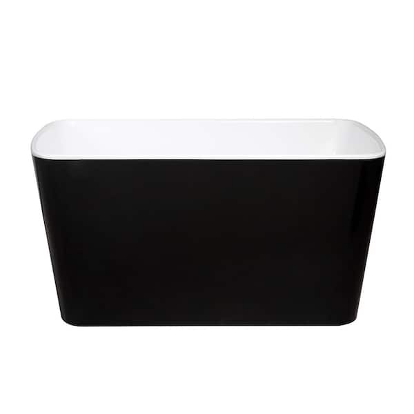 49 in. x 28 in. Acrylic Freestanding Soaking Bathtub Square-Shape Japanese Soaking Tub in Glossy Black