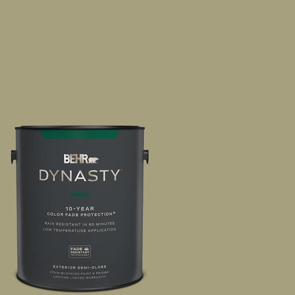 1 Gal. #S350-4A Dried Rosemary Semi-Gloss Enamel Exterior Stain-Blocking Paint and Primer