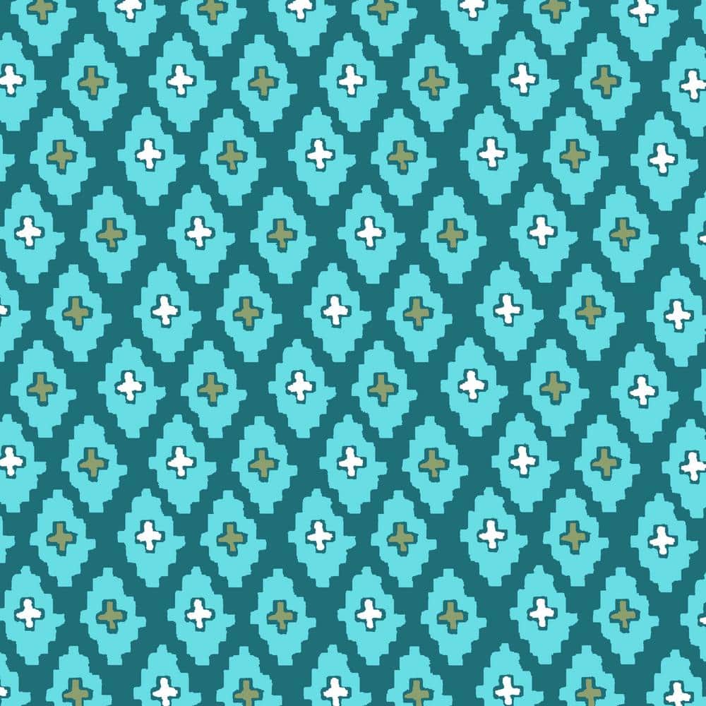 Teal Luna Geometric Outdoor Midback Dining Chair Cushion