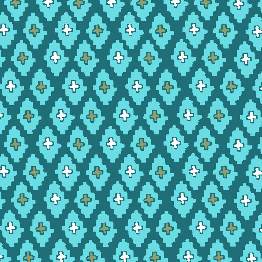 Teal Luna Geometric Outdoor Midback Dining Chair Cushion