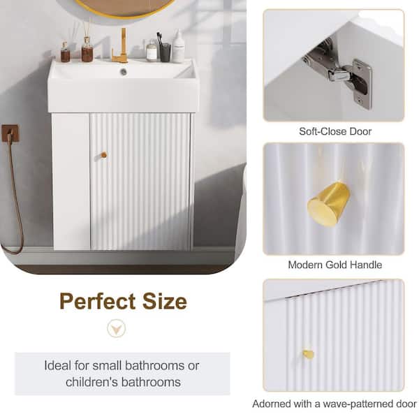 Polibi 21.6 in. W Single Sink Freestanding Bath Vanity in White