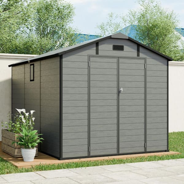 IMAGACFUN Outdoor 8 ft. W x 10 ft. D Resin Storage Shed with