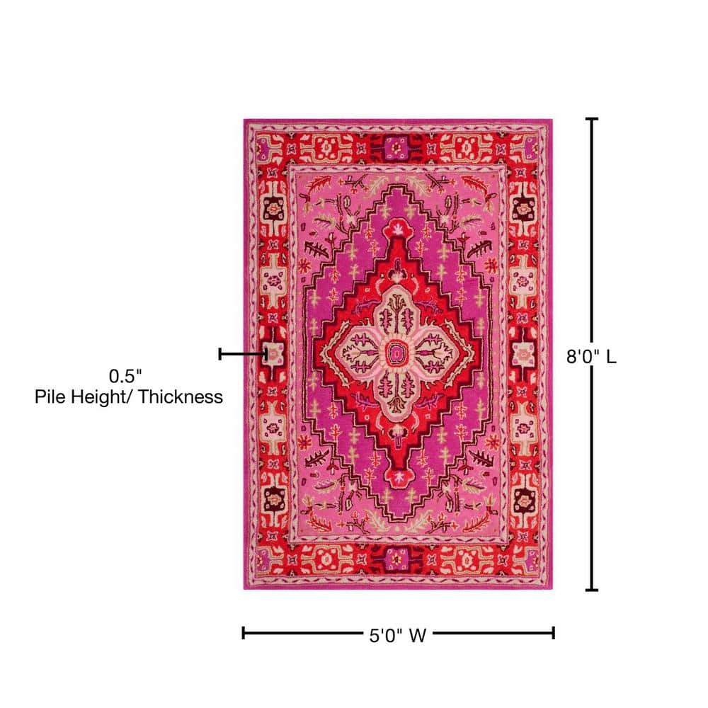 Bellagio Red and Pink Tufted Wool Area Rug