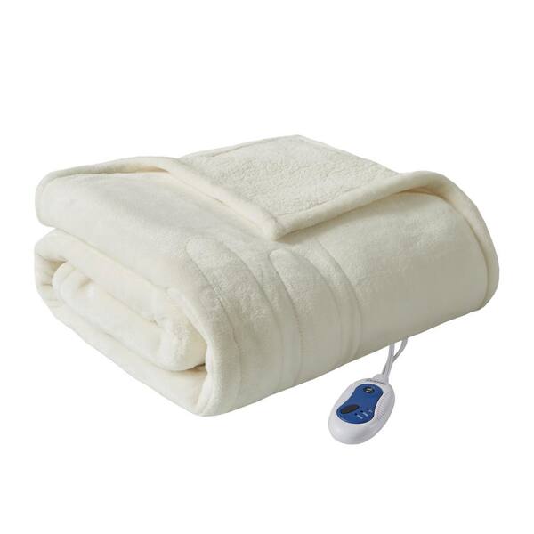 Beautyrest Heated Microlight to Berber Ivory 60 in. x 70 in. Throw BR54