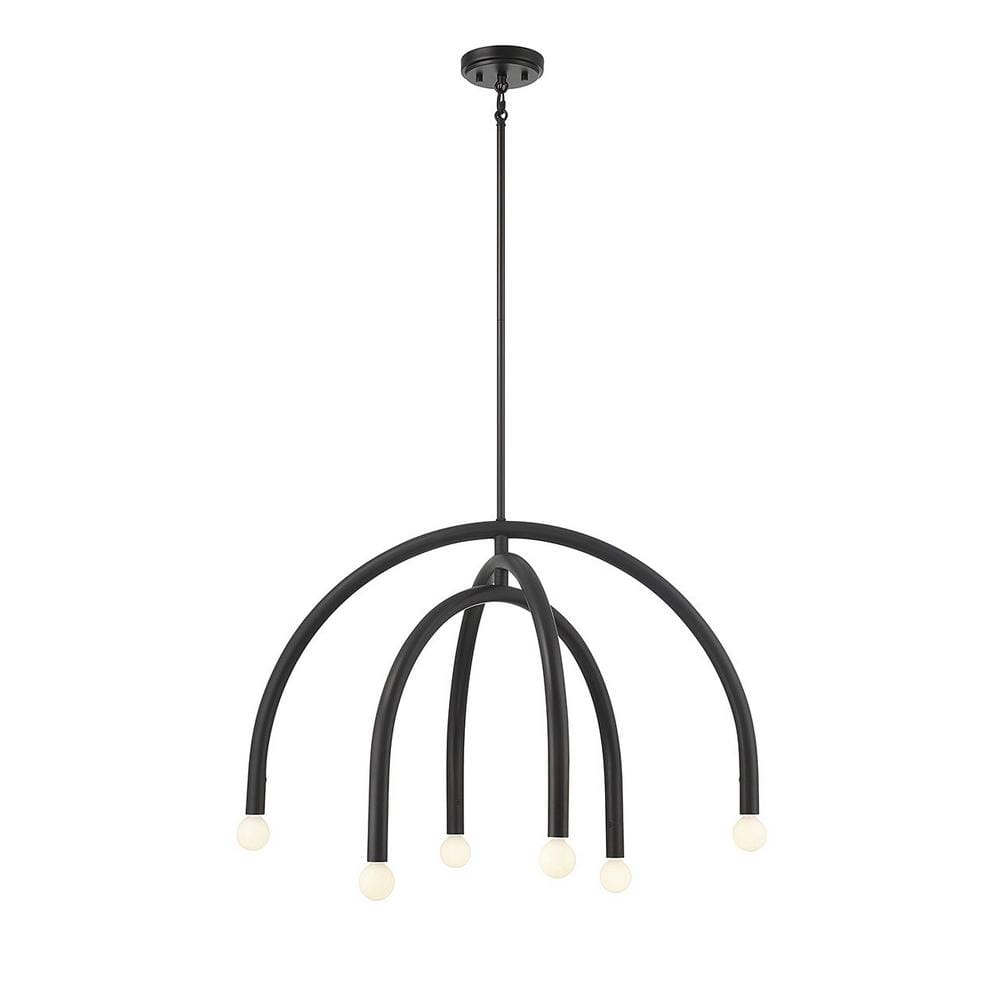 30 in. W x 20 in. H, 6-Light Matte Black Modern Chandelier with No Bulbs Included price history on PriceWatchPro