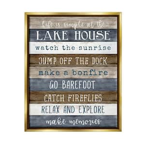 Life Is Simple Lake House List Design by Natalie Carpentieri Floater Framed Typography Art Print 31 in. x 25 in.
