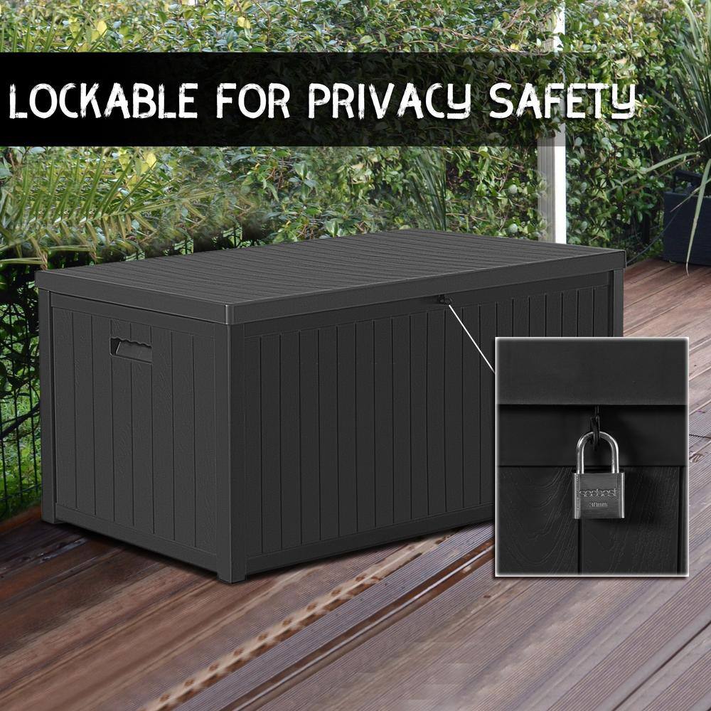 Black 120 Gallon Lockable Resin Outdoor Deck Box
