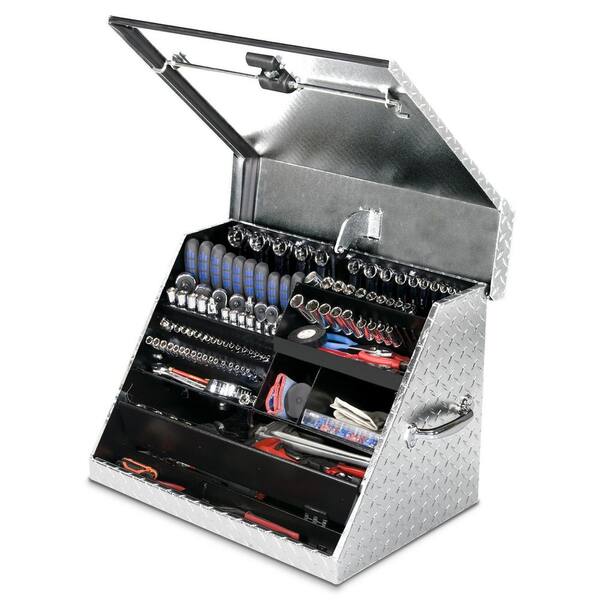 27 in. W x 18 in. D Portable Triangle Top Tool Chest for Sockets, Wrenches and Screwdrivers in Aluminum