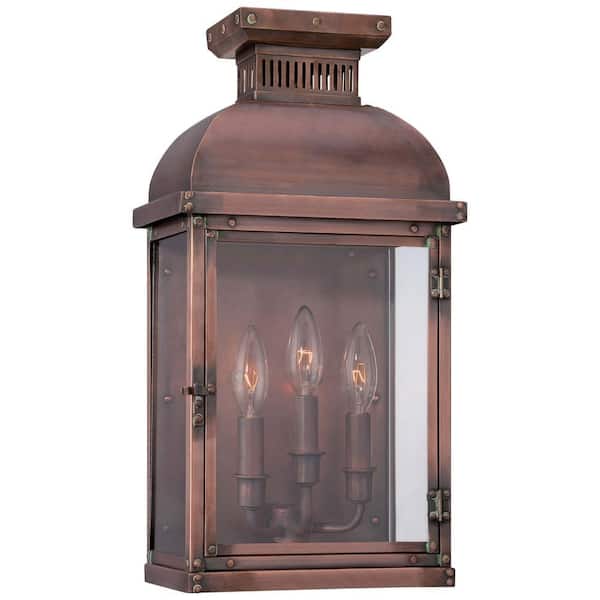 the great outdoors by Minka Lavery Copperton 3-Light Manhattan Copper Outdoor Pocket Wall Lantern Sconce