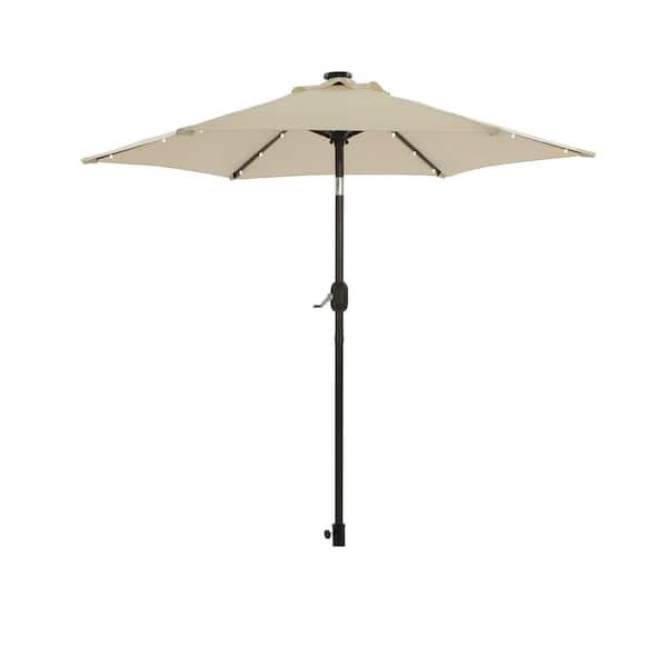 Inner Decor Seymo 7.5 ft. Steel Market LED Light Tilt Patio Umbrella in Beige without Base
