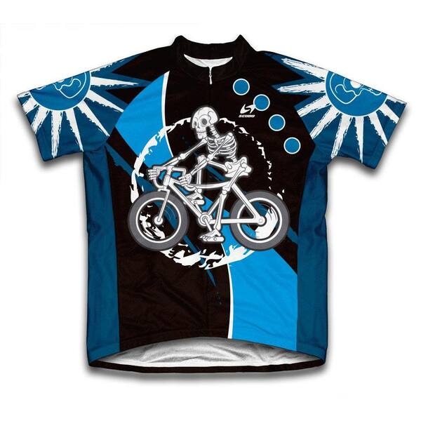 Scudo Unisex 4X-Large Blue Skeleton Biker Microfiber Short-Sleeved Cycling Jersey