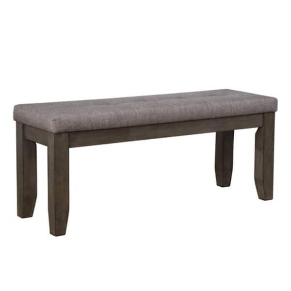 Benjara 15.8 in. Gray Backless Bedroom Bench with Chamfered Legs