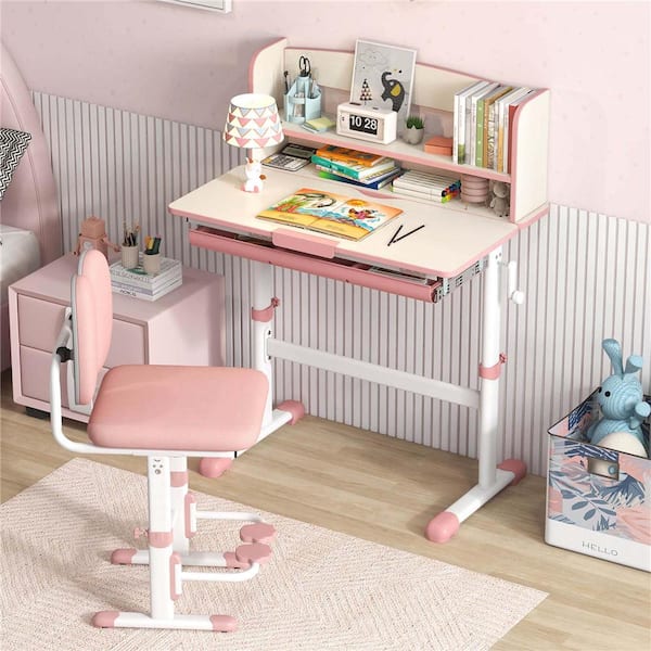 Costway Kids Study Desk with 7-Level Tiltable Desktop