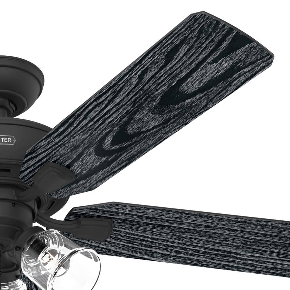 52" Matte Black 5-Blade Ceiling Fan with LED Lights