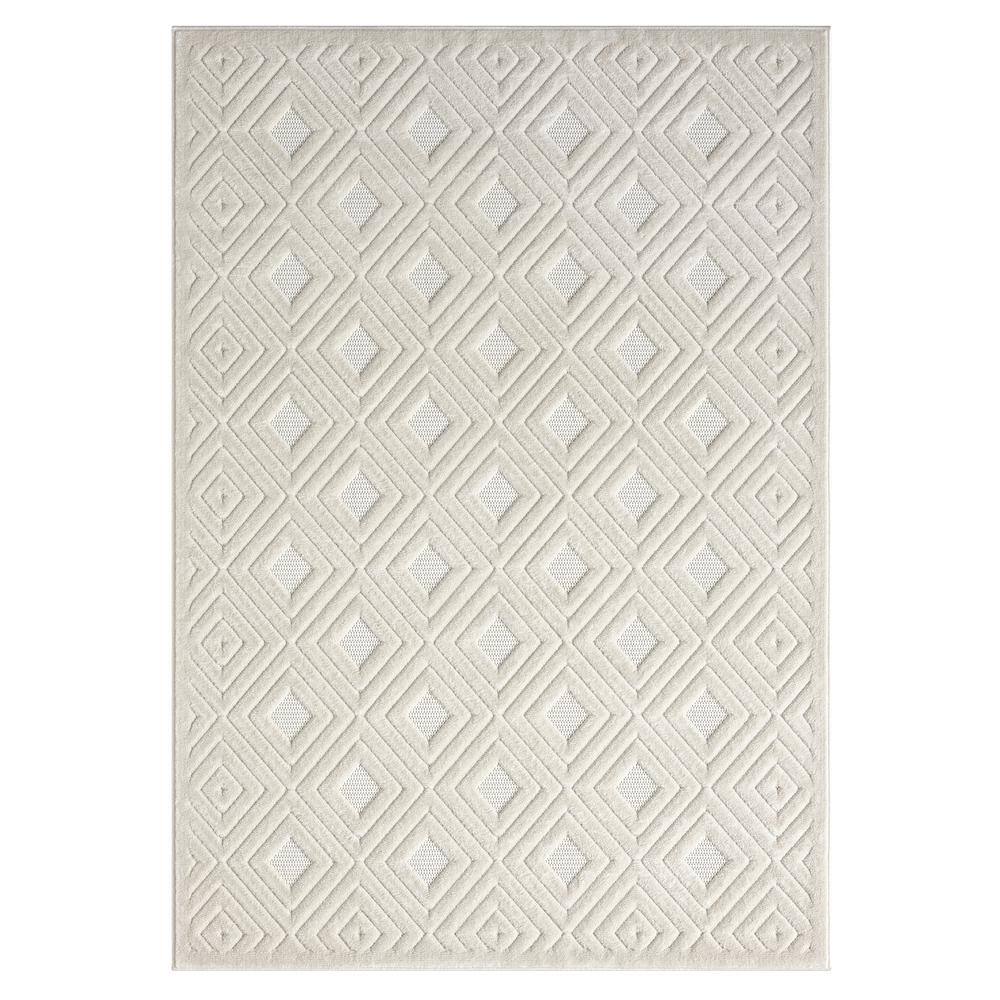 Arlo Ivory 8 ft. x 10 ft. Geometric High-Low Polypropylene Indoor/Outdoor A