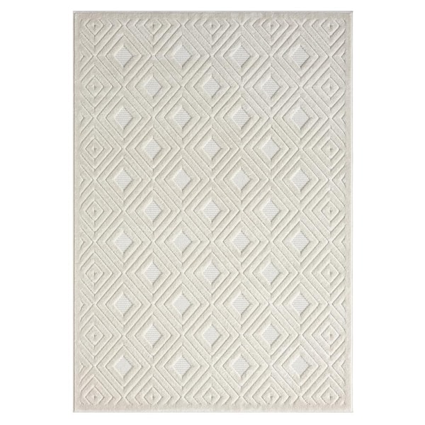 Arlo Ivory 8 ft. x 10 ft. Geometric High-Low Polypropylene Indoor/Outdoor Area Rug