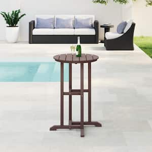 Laguna 24 in. Round Outdoor Dinining HDPE Plastic Counter Height Bistro Table in Dark Brown