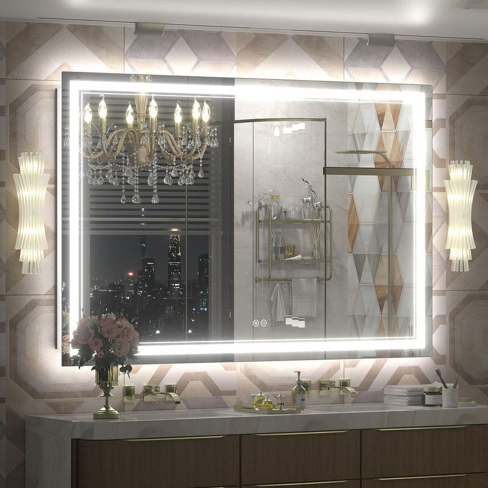 55 in. W x 36 in. H Rectangular Frameless UL Certified Front and Back LED Anti-Fog Tempered Wall Bathroom Vanity Mirror price history on PriceWatchPro