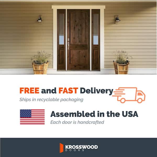 36 in. x 80 in. Rustic Knotty Alder 2-Panel Arch Top Right-Hand/Inswing Unfinished Wood Prehung Front Door