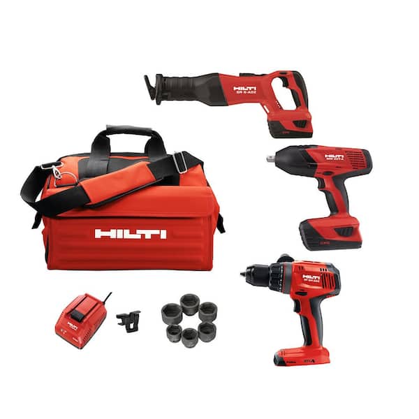Hilti 22-Volt Lithium-Ion Keyless Chuck Cordless Hammer Drill Driver/Reciprocating Saw/1/2 in. Impact Wrench Kit (3-Tool)