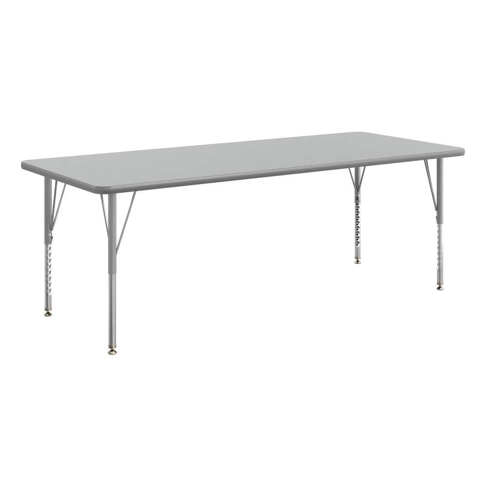 Wren Adjustable Gray Top/Silver Frame Rectangle Kids Activity Table with Thermal Laminate Top for 10
