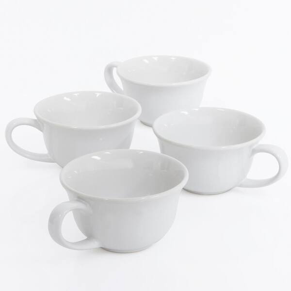 Chantal Tea Lover's 8 oz. White Exterior with White Interior Ceramic Mug (Set of 4)