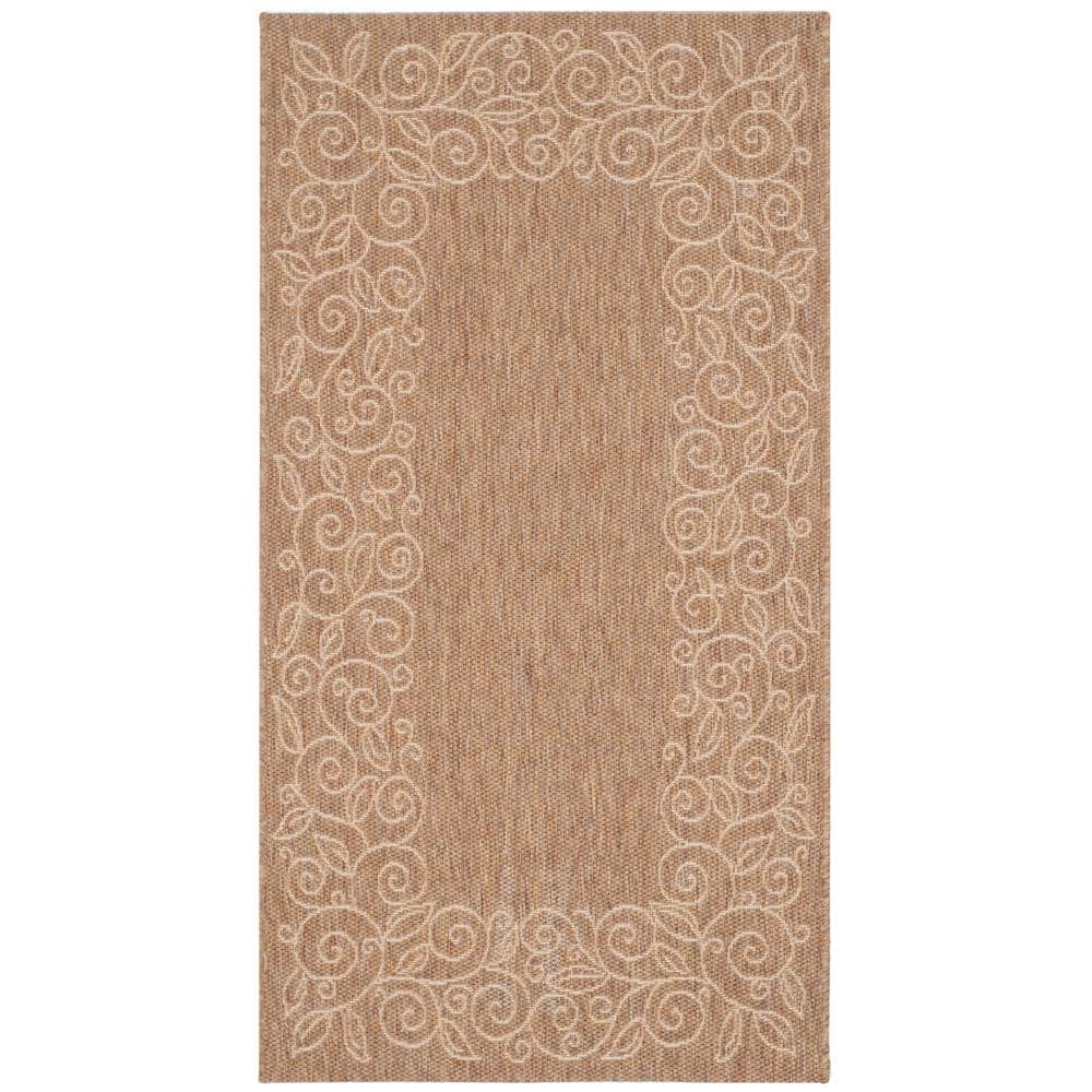 Elegant Dark Beige 31" Round Indoor/Outdoor Easy-Care Rug