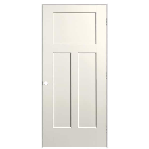 Masonite 36 in. x 80 in. 3-Panel Winslow Left-Hand Solid Core Ivory Keys Molded Composite Single Prehung Interior Door