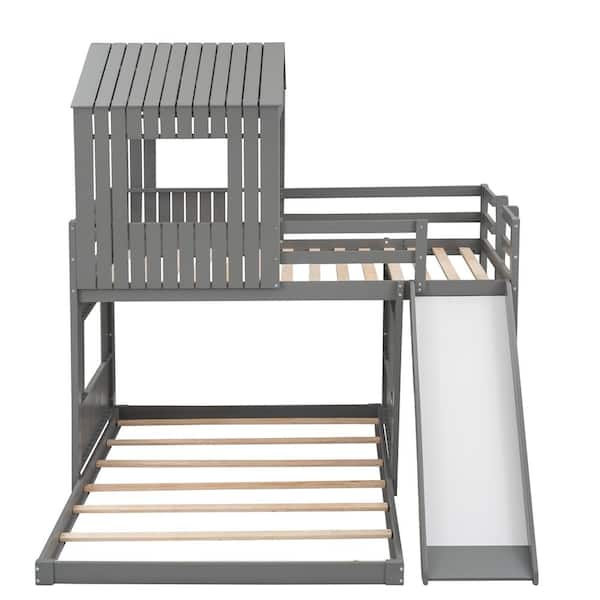 ATHMILE Gray Wood Frame Twin Bed Frame