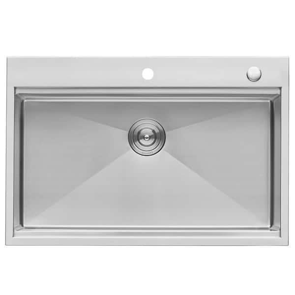 Siena 33 in. Drop-in SIngle Bowl 16-Gauge Stainless Steel Workstation Kitchen Sink with Rounded Corners and Accessories