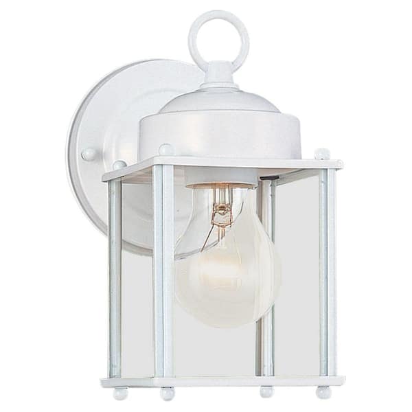 Generation Lighting New Castle 1-Light White Outdoor 8.25 in. Wall Lantern Sconce