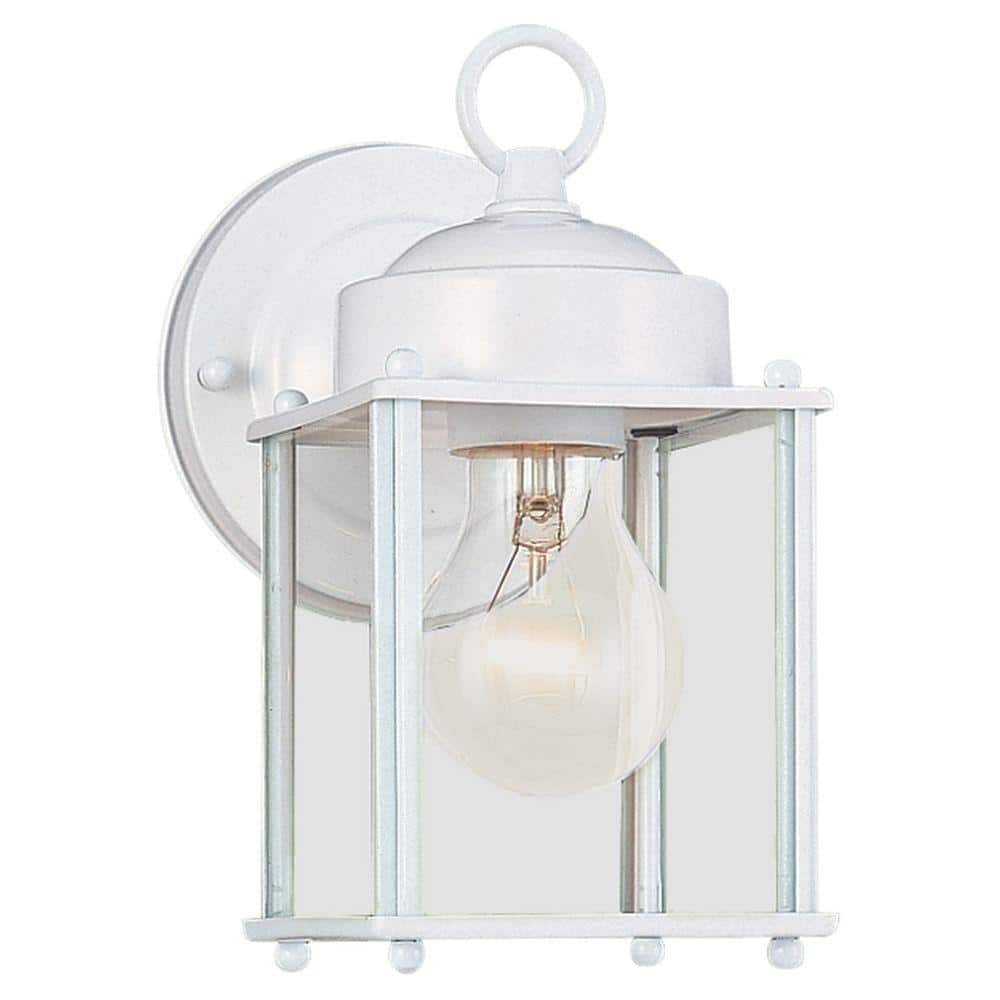 New Castle 1-Light White Outdoor 8.25 in. Wall Lantern Sconce price history on PriceWatchPro
