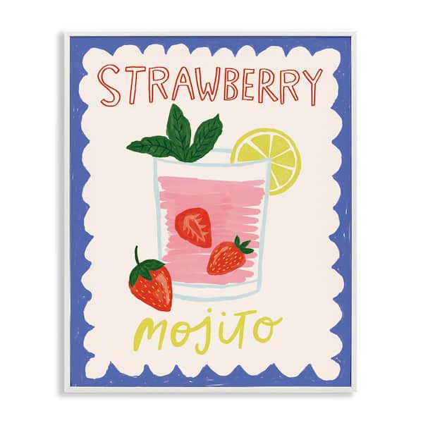 Stupell Industries Strawberry Mojito Drink by Lisa Barlow White Framed Food Giclee Art Print 20 in. x 16 in.