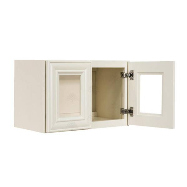 LIFEART CABINETRY Princeton Assembled 24 in. x 15 in. x 12 in. Wall Mullion Door Cabinet with 2-Door in Off-White