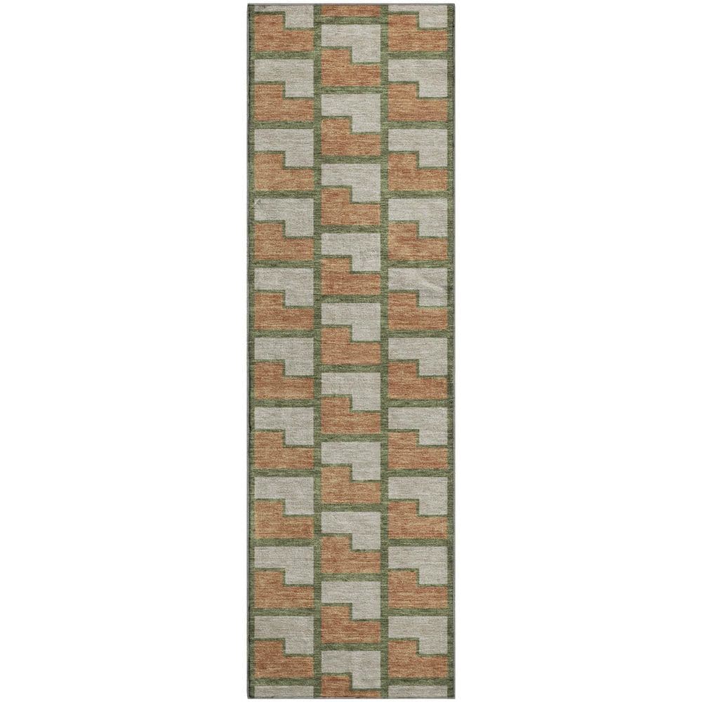 Mayfield Premium Machine Washable Abstract AMF2416 Copper 2 ft. x 7 ft. Runner Rug price history on PriceWatchPro
