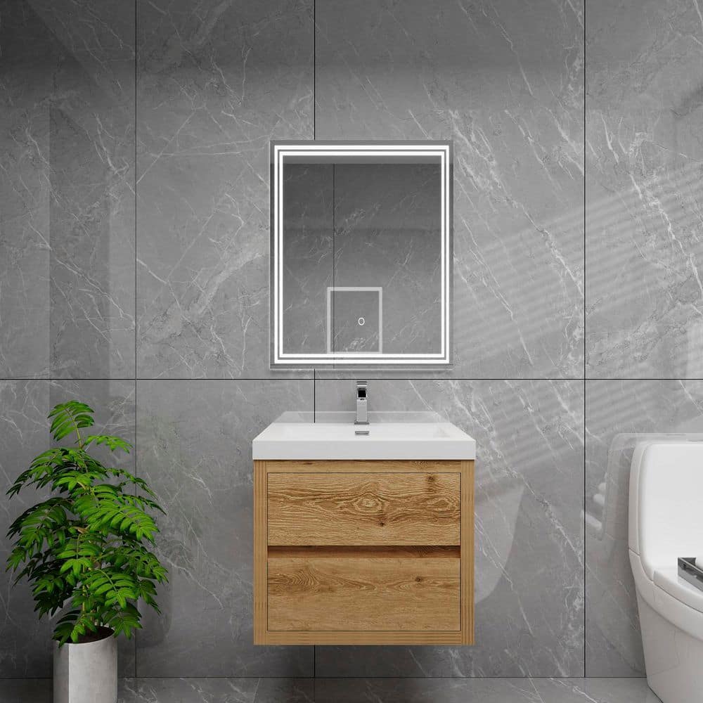 Louis 24 in. W x 20 in. D x 22 in. H Single Sink Floating Bath Vanity in Yellow Wood with White Acrylic Top price history on PriceWatchPro