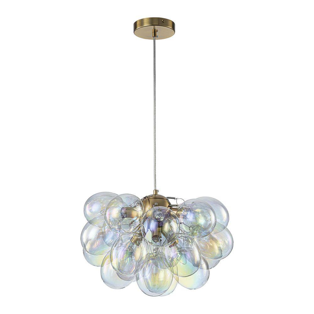 6-Light Gold Modern Glam Chandelier with Tinted Glass