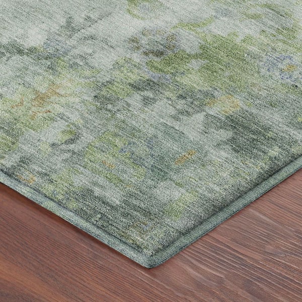 Mayfield Premium Machine Washable Abstract AMF2301 Aloe 10 ft. x 14 ft. Area Rug