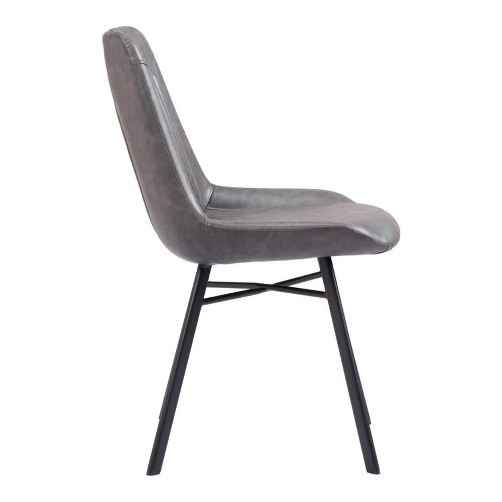 Vintage Gray Velvet Upholstered Side Chairs with Metal Legs, Set of 2