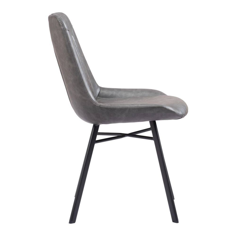 Vintage Gray Velvet Upholstered Side Chairs with Metal Legs, Set of 2