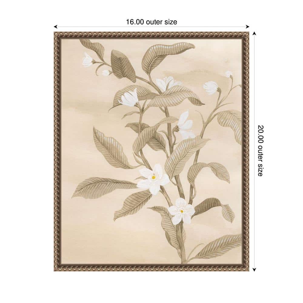 Sepia Orange Blossom Sketch II Canvas Wall Art with Bronze Frame