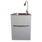 All-in-One 24.2 in. x 21.3 in. x 33.8 in. Stainless Steel Utility Sink and Large White Drawer Cabinet